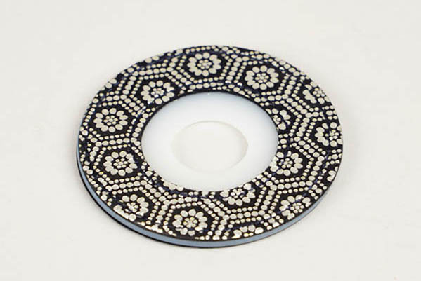 印伝風ツバ止め/亀甲（銀）