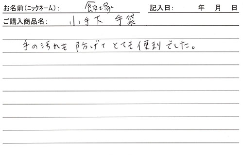 小手下手袋を購入した人の口コミ